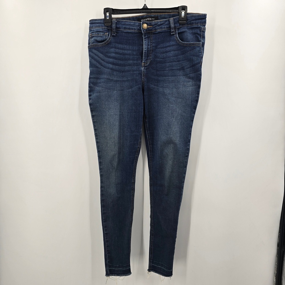 Prosperity Denim Jeans Womens 14W Dark Wash Skinny Raw Hem High Rise Stretch
